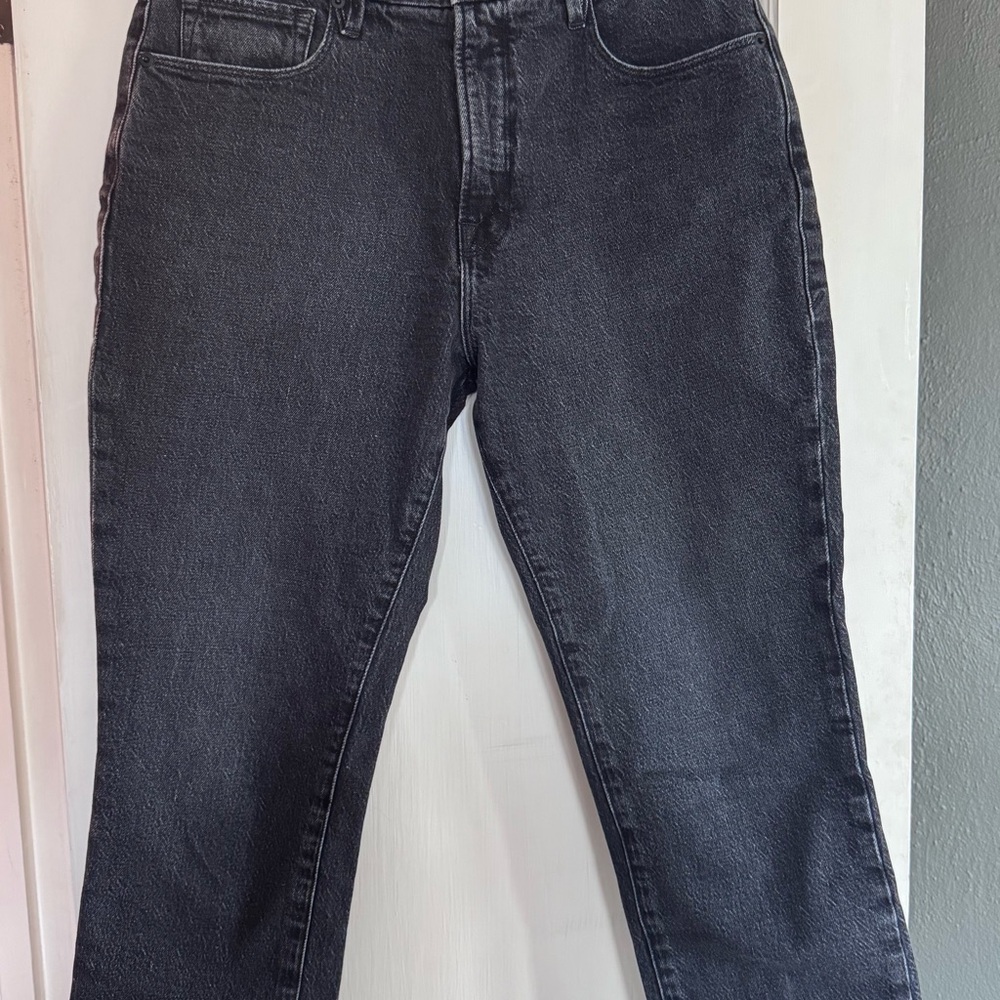 GOOD AMERICAN Black / Charcoal Straight Leg Jeans Sz 4